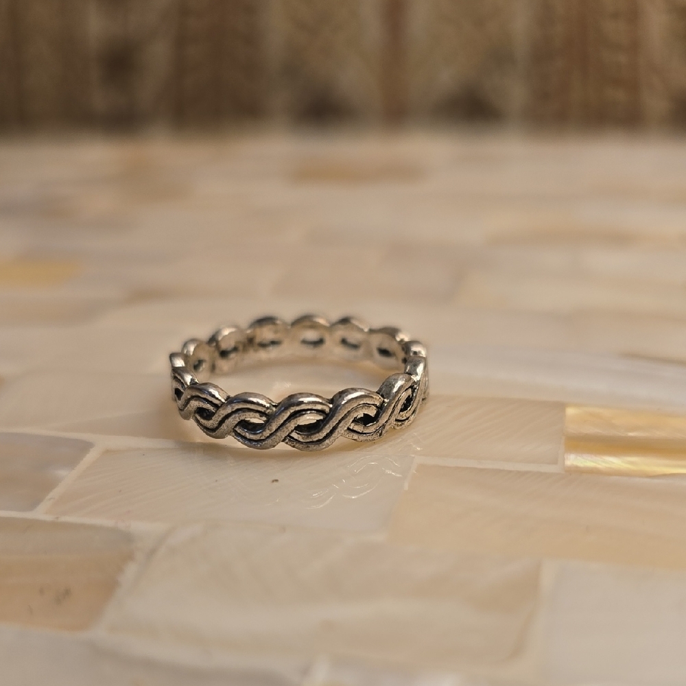 Vintage Celtic Waves Ring Rope Braided Band, Size 8